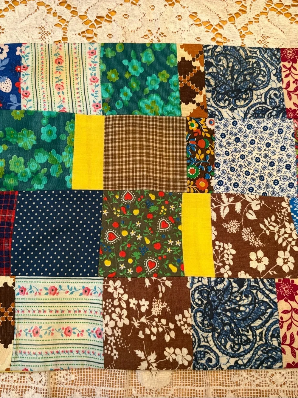 Handmade Patchwork Placemats ♥️ Set of 4 Multicolor Floral & Plaid